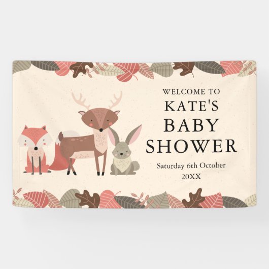 Woodland Animals Baby Dusche Willkommen Banner (Horizontal)