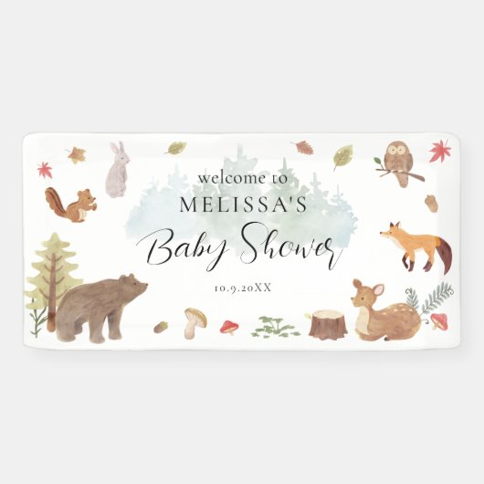 Woodland Animals Baby Dusche Willkommen Banner (Horizontal)