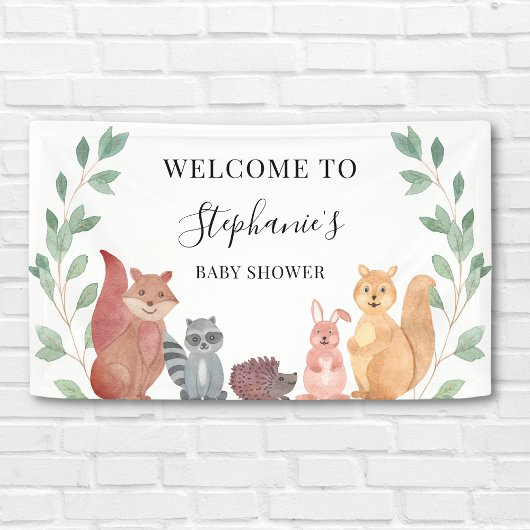 Woodland Animals Baby Dusche Willkommen Banner
