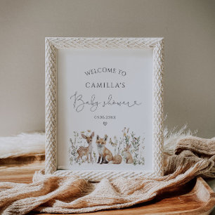 Woodland Animals Baby Dusche Willkommen Poster
