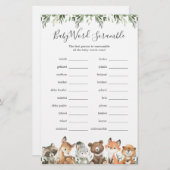 Woodland Animals Baby Dusche Word Scramble Game (Vorne/Hinten)