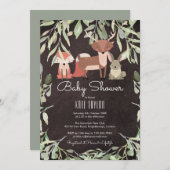 Woodland Animals Baby Duschkabine Einladung (Vorne/Hinten)