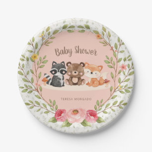 Woodland Animals Baby-Duschwald-Kreaturen Mädchen Pappteller