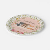 Woodland Animals Baby-Duschwald-Kreaturen Mädchen Pappteller (Schrägansicht)