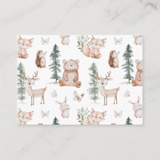 Woodland Animals Baby Showbücher Begleitkarte (Rückseite)