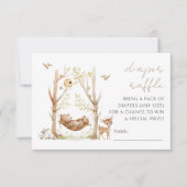 Woodland Animals Baby Showdusche Windeln Raffelkar RSVP Karte (Vorderseite)