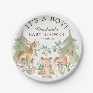 Woodland Animals Baby Shower 7" Plättchen Pappteller