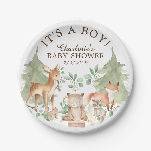 Woodland Animals Baby Shower 7" Plättchen Pappteller (Vorderseite)
