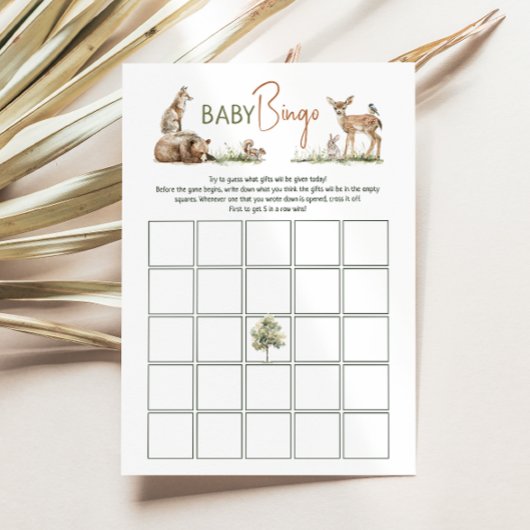 Woodland Animals Baby Shower Baby Bingo Card Einladung