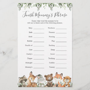 Woodland Animals Baby Shower beenden Mommy's Phras