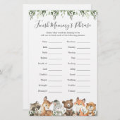 Woodland Animals Baby Shower beenden Mommy's Phras (Vorne/Hinten)