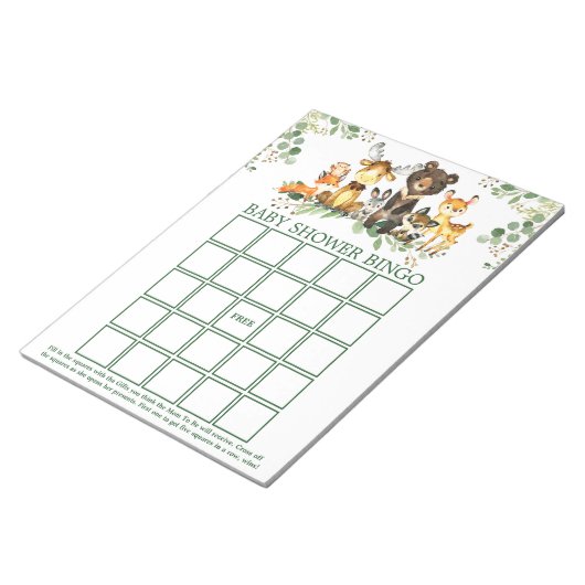 Woodland Animals Baby Shower Bingo Sheets Notizblock (angewinkelt)