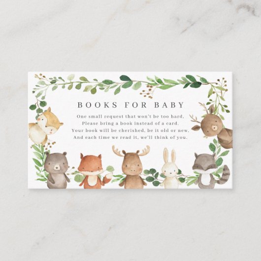 Woodland Animals Baby Shower Books For Baby Begleitkarte (Vorderseite)