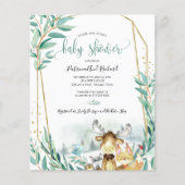 Woodland Animals Baby Shower Budget Einladungen (Vorderseite)