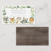 Woodland Animals Baby Shower Diaper Raffle Ticket Begleitkarte (Vorne/Hinten)