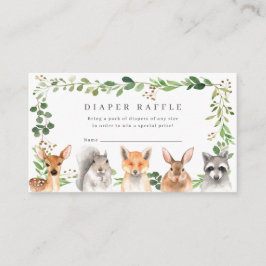 Woodland Animals Baby Shower Diaper Raffle Ticket Begleitkarte