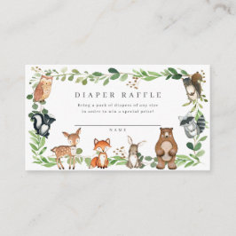 Woodland Animals Baby Shower Diaper Raffle Ticket Begleitkarte