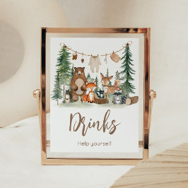 Woodland Animals Baby Shower Drinks Sign Poster