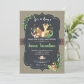 Woodland Animals Baby Shower Einladung Junge (Stehend Vorderseite)