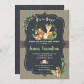 Woodland Animals Baby Shower Einladung Junge (Vorne/Hinten)