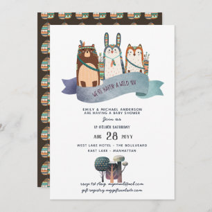 Woodland Animals Baby Shower Einladung Tribal