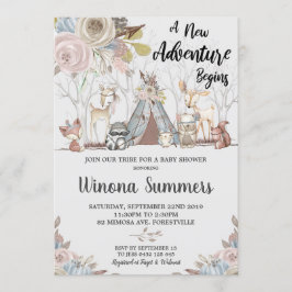 Woodland Animals Baby Shower Einladungen Tribal