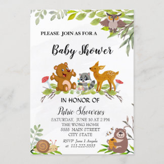 Woodland Animals Baby Shower Einladungskarte Einladung