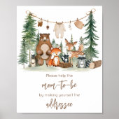 Woodland Animals Baby Shower Envelope Station Sign Poster (Vorne)