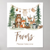 Woodland Animals Baby Shower Favors Sign Poster (Vorne)