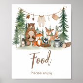 Woodland Animals Baby Shower Food Sign Poster (Vorne)