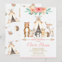Woodland Animals Baby Shower Forest Animal Girl