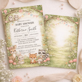 Woodland Animals Baby Shower Invitation Background Einladung