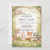 Woodland Animals Baby Shower Invitation Background Einladung (Vorderseite)