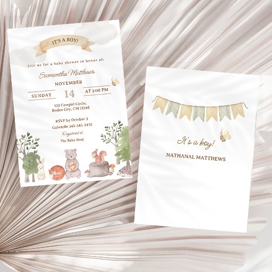 Woodland Animals Baby Shower Invitation Einladung