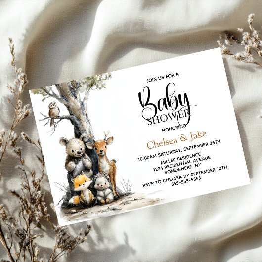 Woodland Animals Baby Shower Invitation Einladung