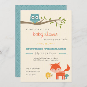 Woodland Animals Baby Shower Invitation - Eule, Fu Einladung