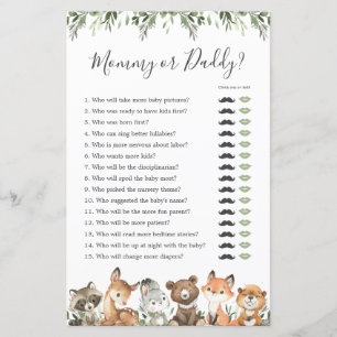 Woodland Animals Baby Shower Mommy oder Daddy