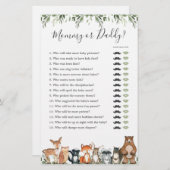 Woodland Animals Baby Shower Mommy oder Daddy Game (Vorne/Hinten)