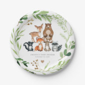 Woodland Animals Baby Shower Paper Plates Pappteller (Vorderseite)