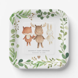 Woodland Animals Baby Shower Paper Plates Pappteller