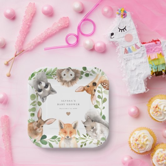 Woodland Animals Baby Shower Paper Plates Pappteller (Party)