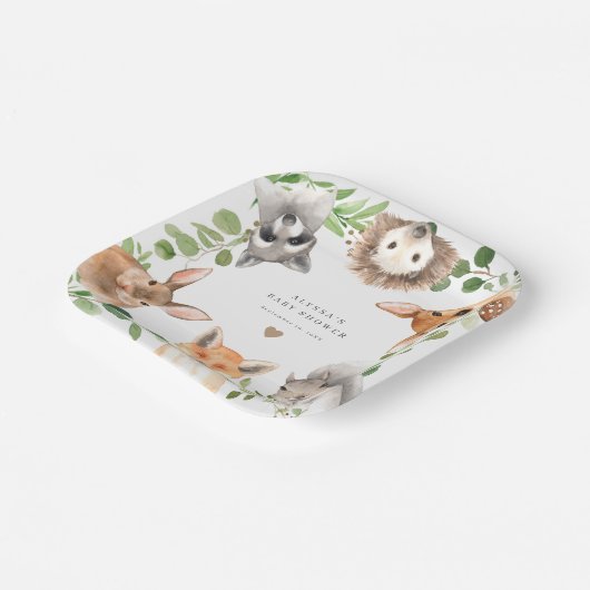 Woodland Animals Baby Shower Paper Plates Pappteller (Gewinkelt)
