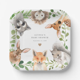 Woodland Animals Baby Shower Paper Plates Pappteller