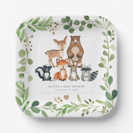 Woodland Animals Baby Shower Paper Plates Pappteller