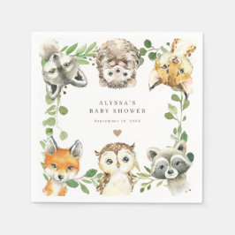 Woodland Animals Baby Shower Party Paper Napkins Serviette
