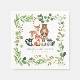 Woodland Animals Baby Shower Party Paper Napkins Serviette