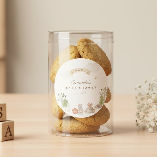 Woodland Animals Baby Shower Runder Aufkleber