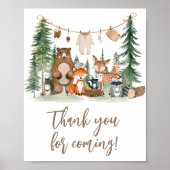 Woodland Animals Baby Shower Thank You Sign Poster (Vorne)