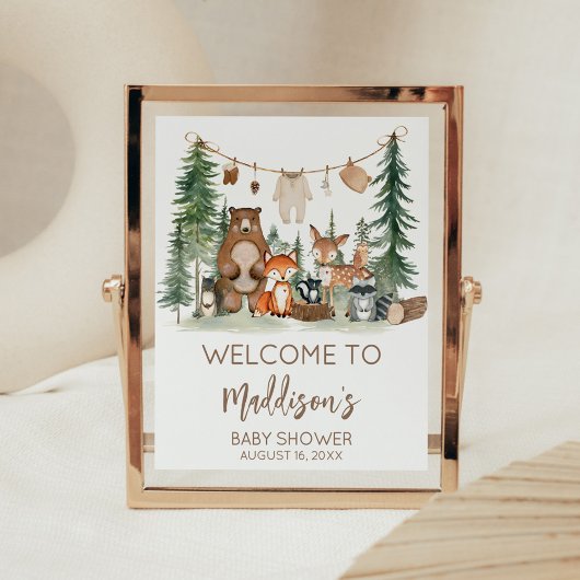 Woodland Animals Baby Shower Welcome Sign Poster