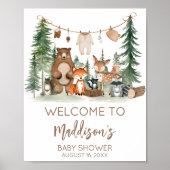 Woodland Animals Baby Shower Welcome Sign Poster (Vorne)
